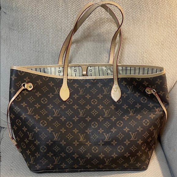 Designer inspired Monogram Canvas Tote in Brown - Picture 1 of 6